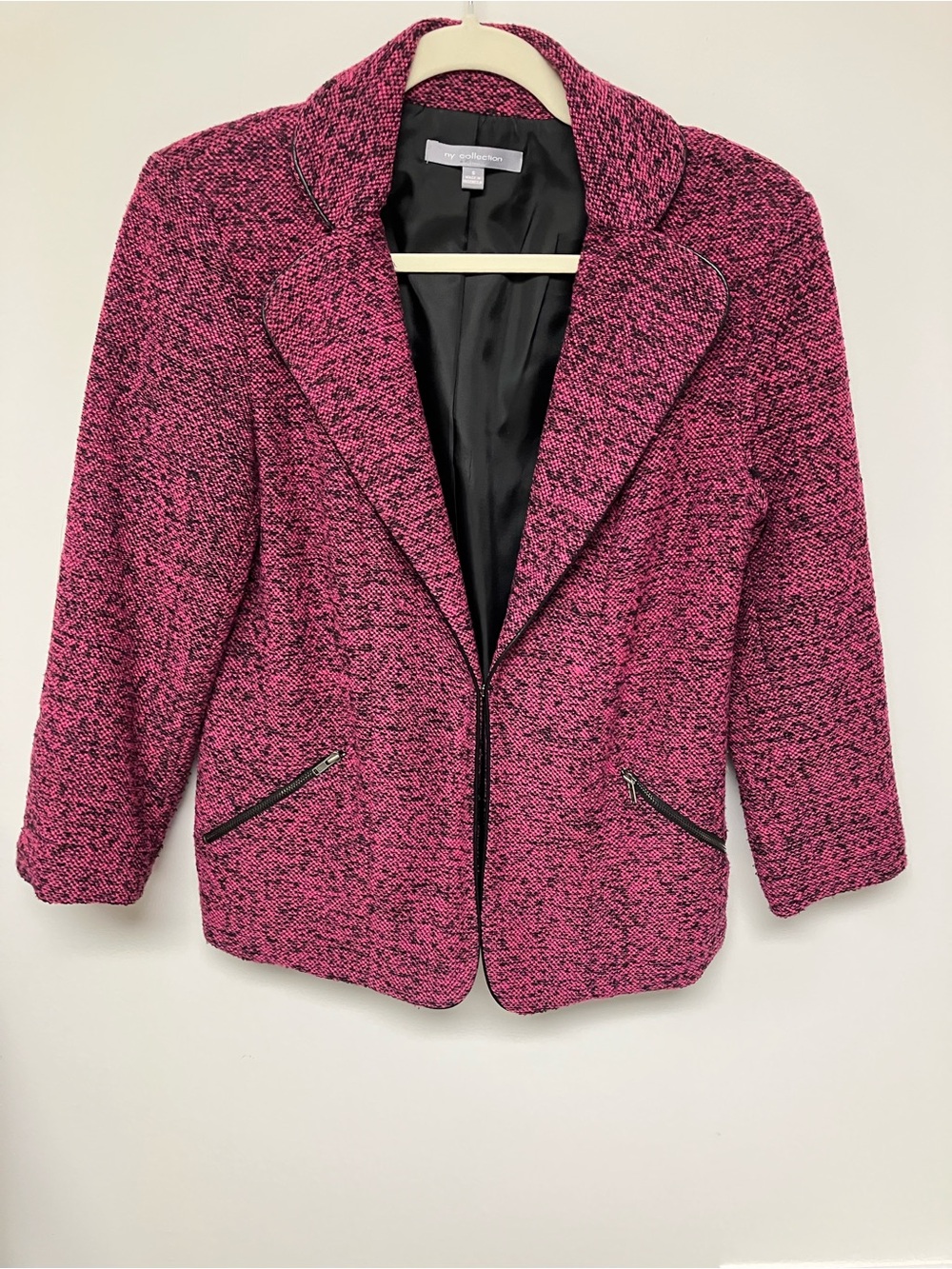 NY Collection Pink Tweed Blazer Jacket
